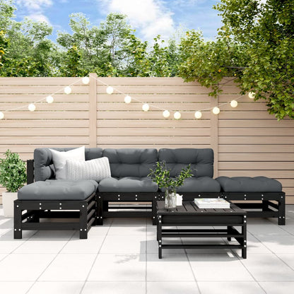 Vidaxl Juego Muebles De Jardín 6 Piezas Madera Maciza Pino Negro_1