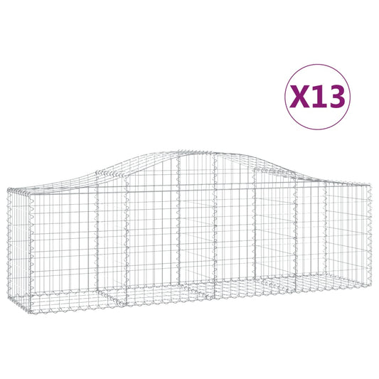 Cestas De Gaviones 13 Uds Forma De Arco Hierro 200x50x60/80 Cm_0