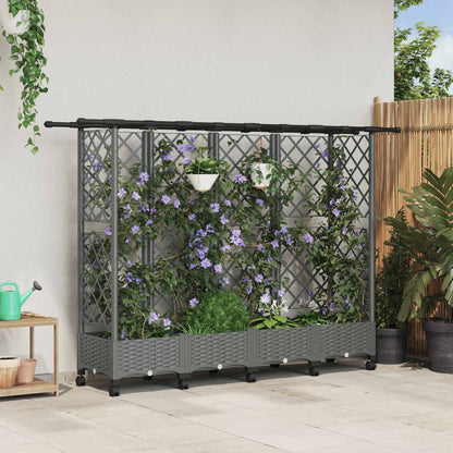 Cama Elevada Con Trellis Y Techo Gris Claro 202,5 X 40 X 127 Cm_1