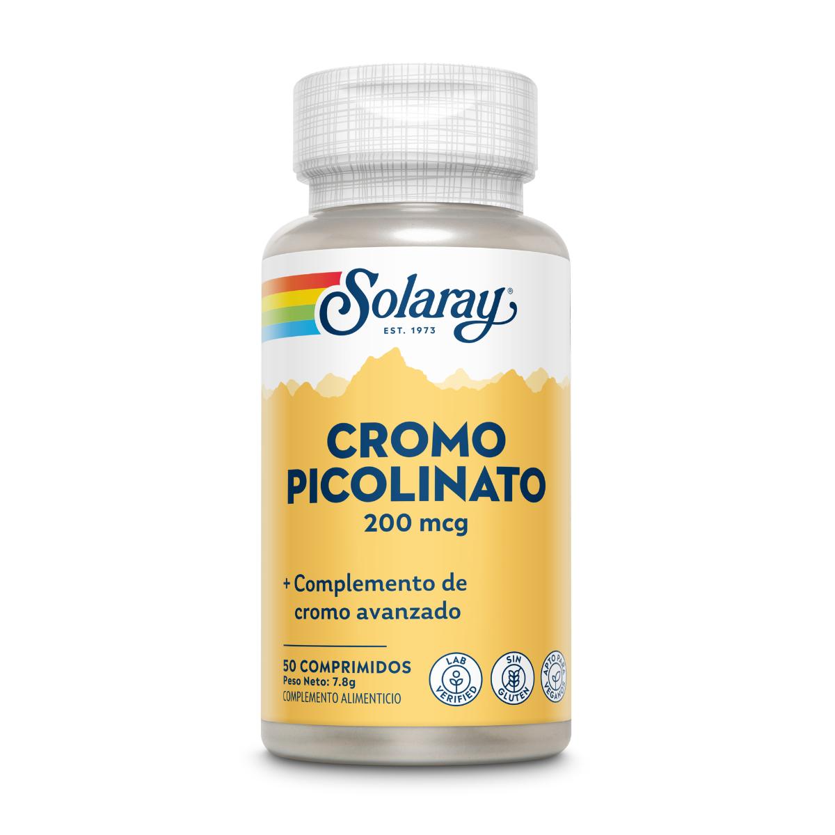 Picolinato de crómio 200 mg Solaray 50 comprimidos
