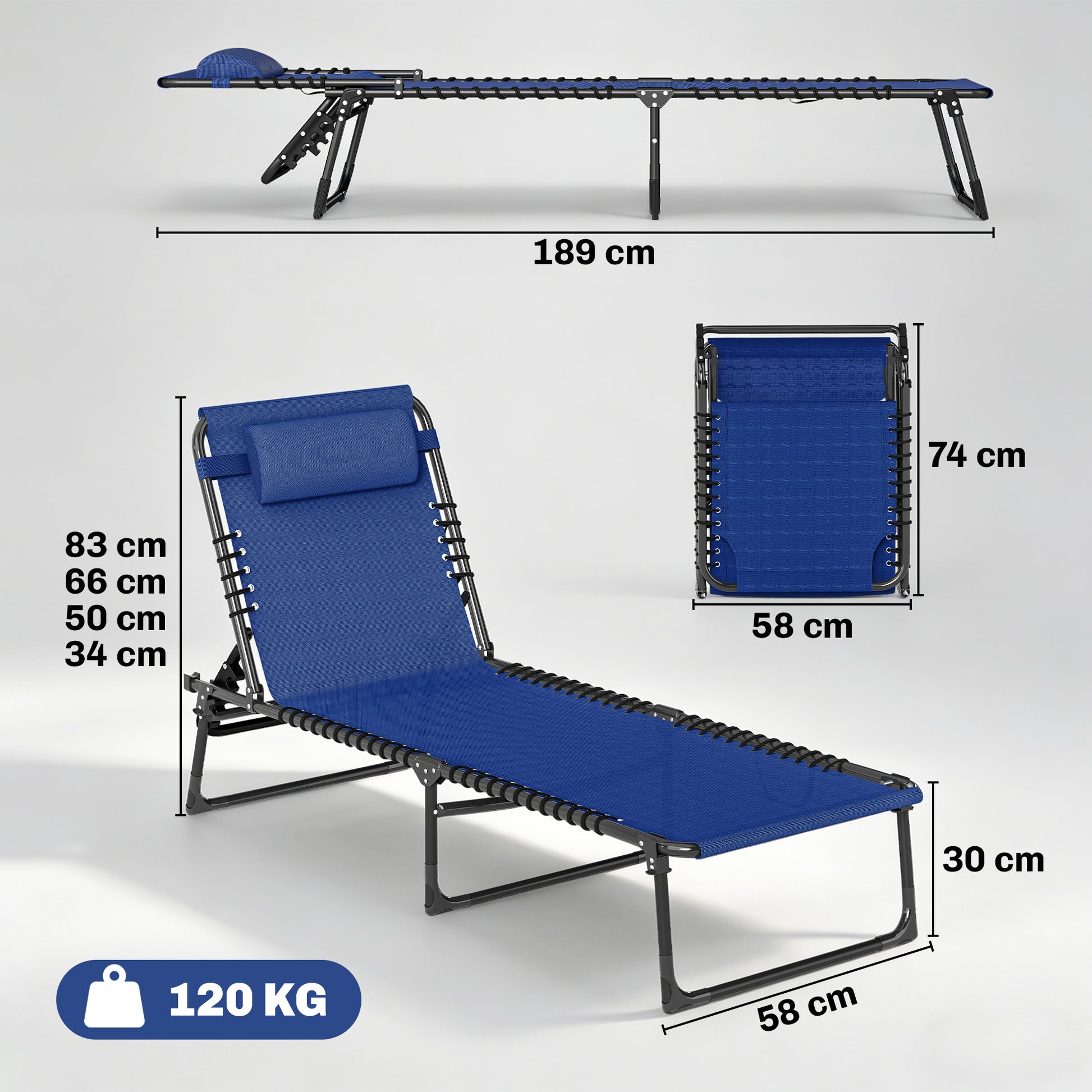 Outsunny Tumbona Plegable Y Ajustable De 4 Posiciones Con Sistema De Cordones_2