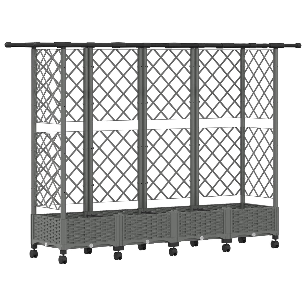 Cama Elevada Con Trellis Y Techo Gris Claro 202,5 X 40 X 127 Cm_0