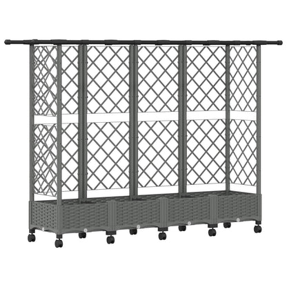 Cama Elevada Con Trellis Y Techo Gris Claro 202,5 X 40 X 127 Cm_0