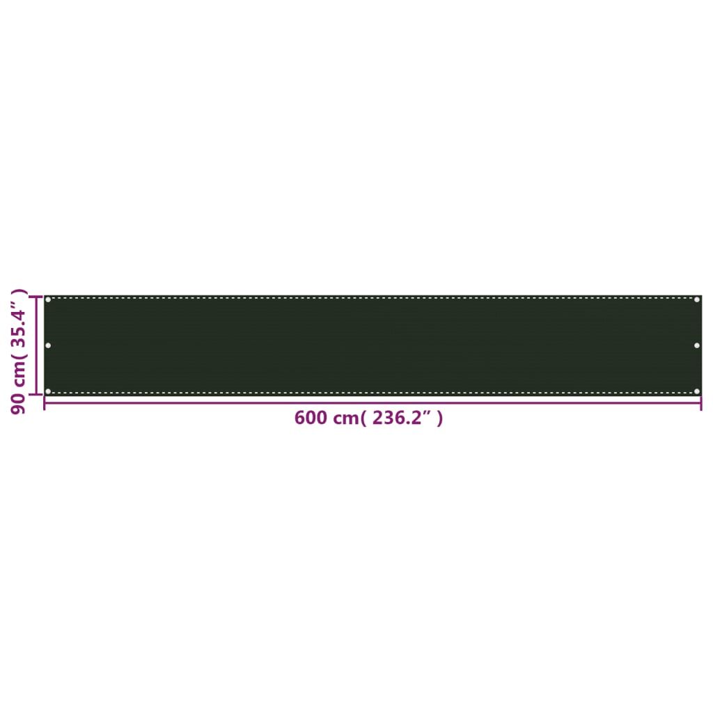 Vidaxl Toldo Para Balcón Hdpe Verde Oscuro 90x600 Cm_4
