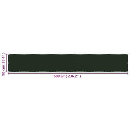 Vidaxl Toldo Para Balcón Hdpe Verde Oscuro 90x600 Cm_4