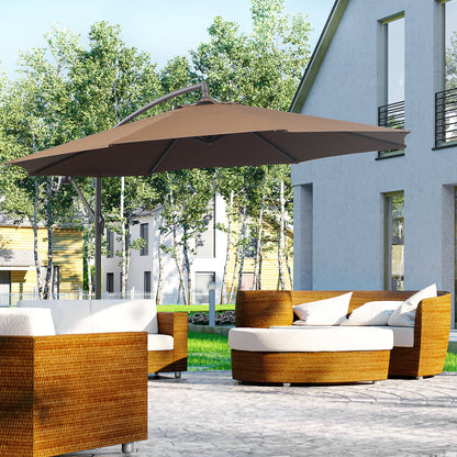 Outsunny Parasol Excéntrico Ø295 Cm Con Ángulo Ajustable Base Cruzada Café_1
