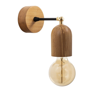 Aplique De Pared, Madera , Natural, 7x7x20, Casquillo E 27 Max 40 W