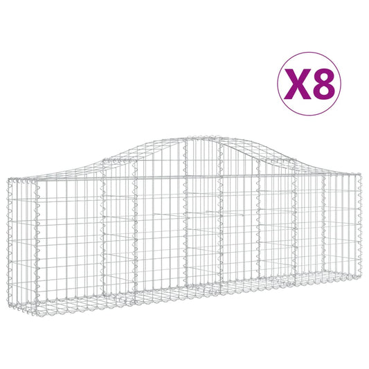 Cestas De Gaviones 8 Uds Forma De Arco Hierro 200x30x60/80 Cm_0