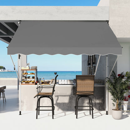 Outsunny Toldo Manual Retráctil 300x150x170-280 Cm Con Altura Ajustable Gris_1
