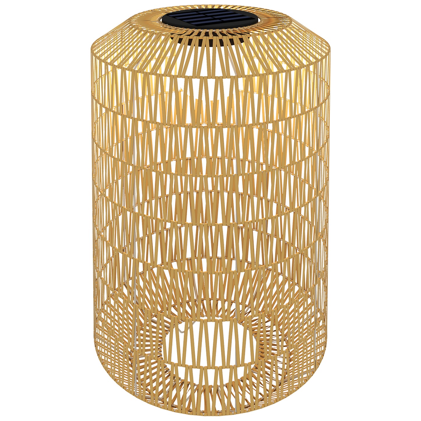 Outsunny Linterna De Jardín De Ratán Sintético Con Luces Led Ø30x55 Cm Natural_0