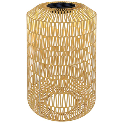 Outsunny Linterna De Jardín De Ratán Sintético Con Luces Led Ø30x55 Cm Natural_0