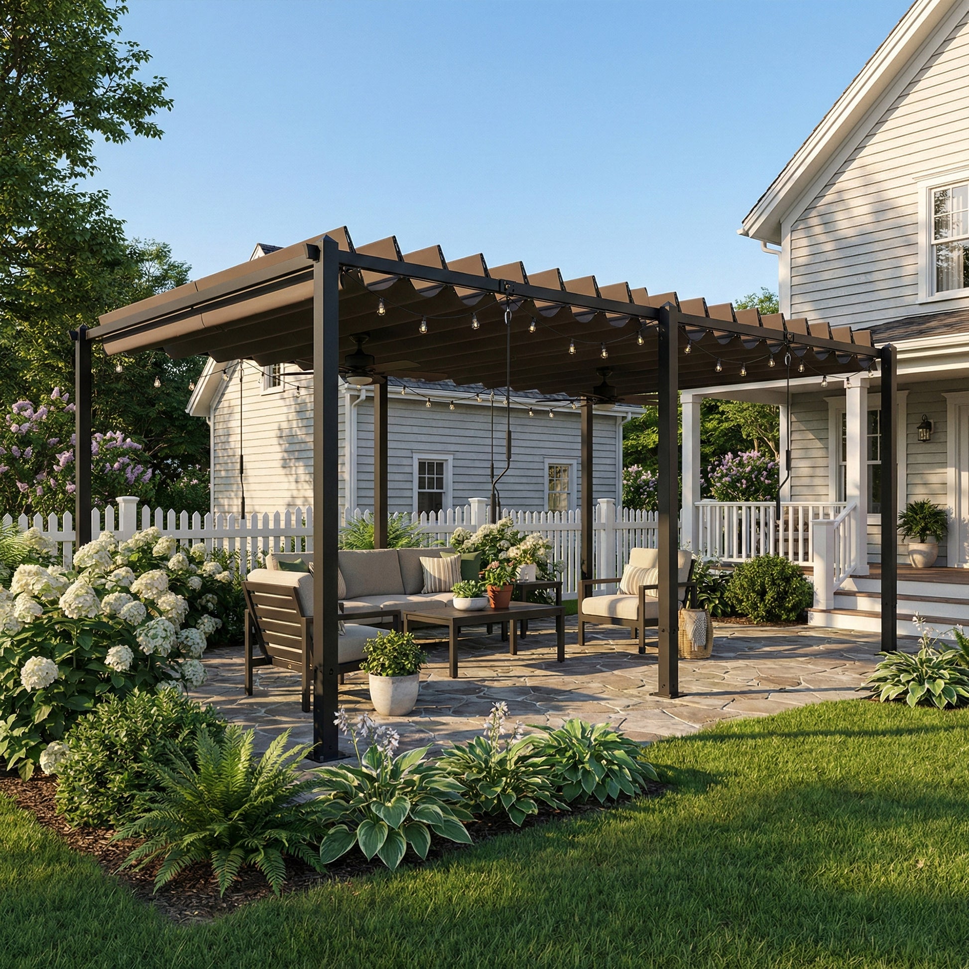 Outsunny Pérgola De Jardín 3x5,7 M Con Techo De Lamas Ajustable Upf50+ Gris_4