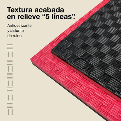 Jowy Tatami Puzzle 2,5cm 100x100cm – Superficie 5 Líneas Negro/rojo_3