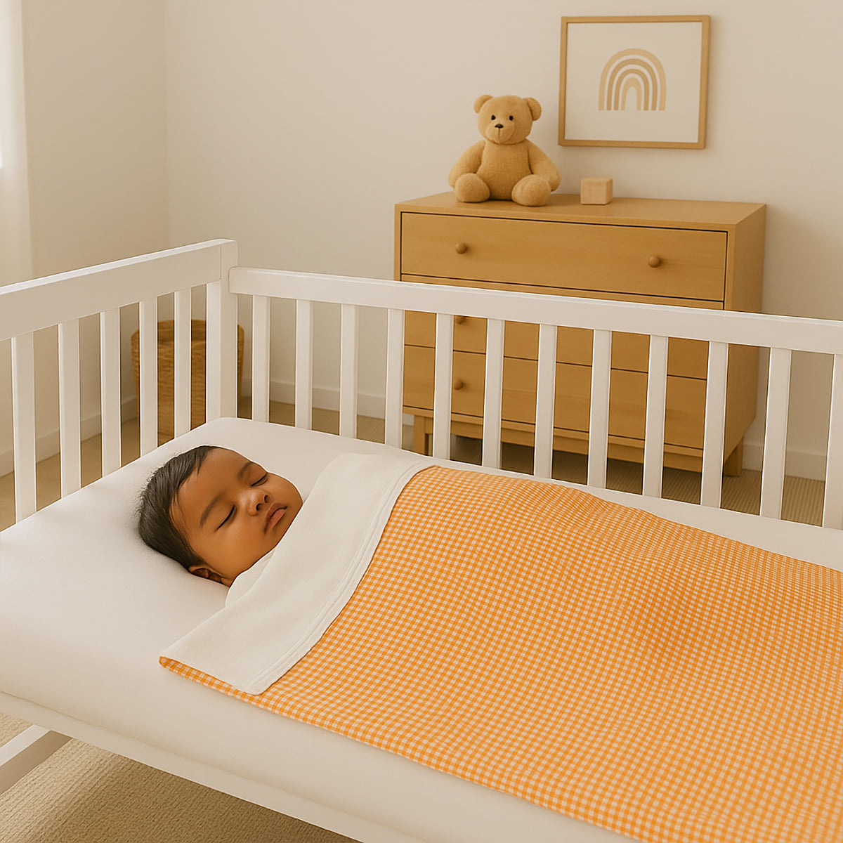 Manta De Algodón Orgánico Rex Blanco Y Vichy_1