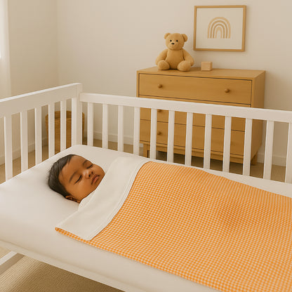 Manta De Algodón Orgánico Rex Blanco Y Vichy_1