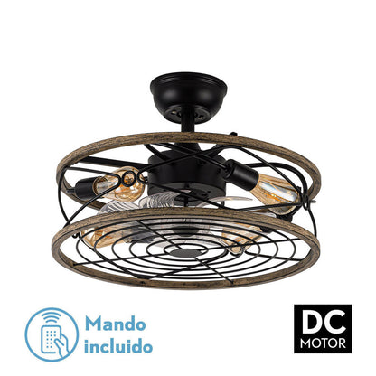 Ventilador Dc 4xe27 Arcadia Negro 8 Aspas Transparentes 31/40x50x50cm 6 Velocidades C/remoto Y Temporizador_0
