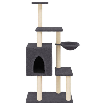 Rascador Para Gatos Con Postes De Sisal Gris Oscuro 131 Cm_3
