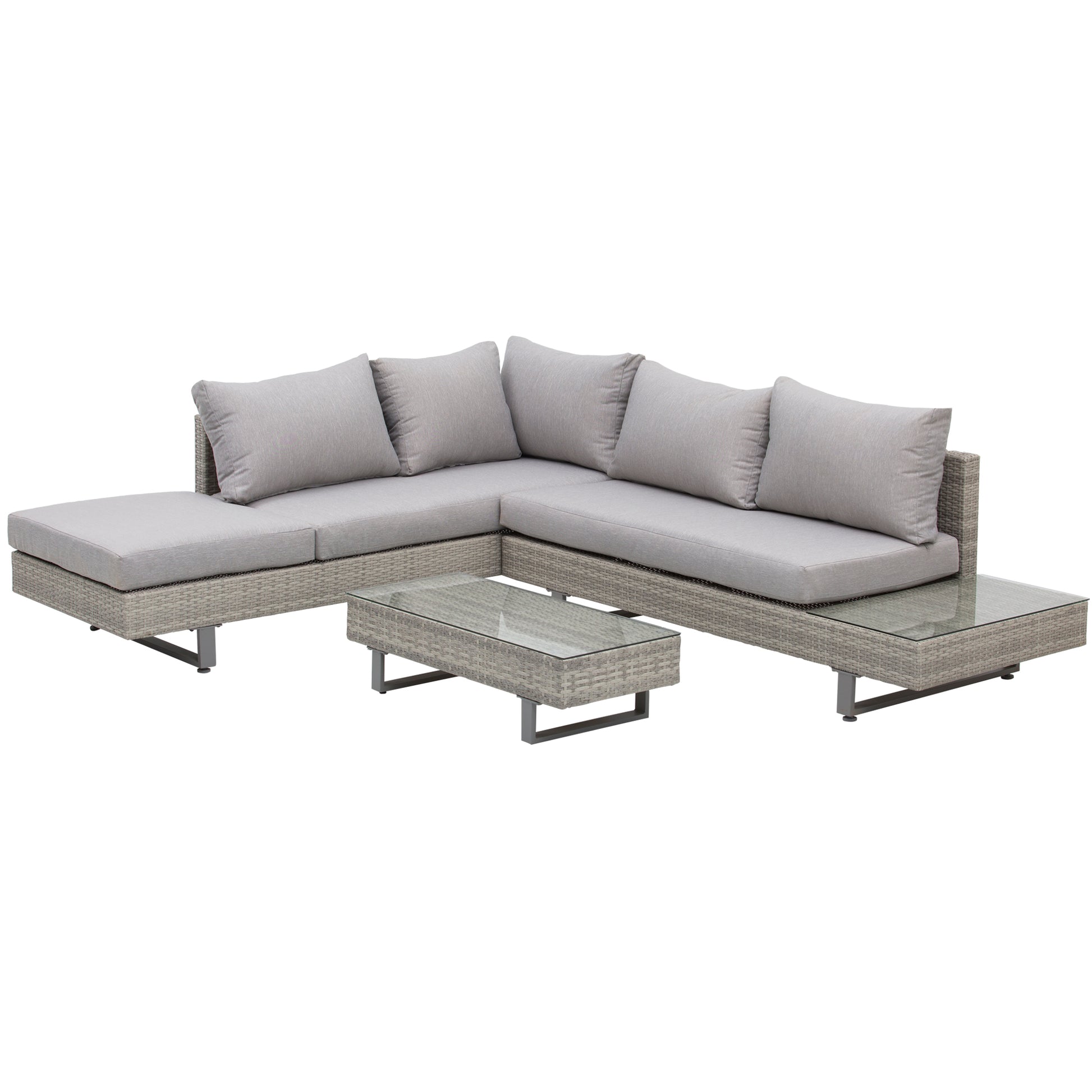 Outsunny Conjunto De Muebles Set De Sofás Ratán 3 Piezas Cojines Extraíbles_0