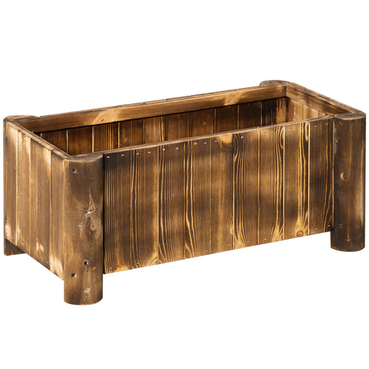 Jardinera Outsunny Madera De Abeto Madera Natural 70x35x30 Cm_0