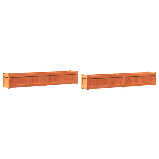 Jardineras De Exterior 2 Uds Madera Maciza De Pino Marrón Cera_0