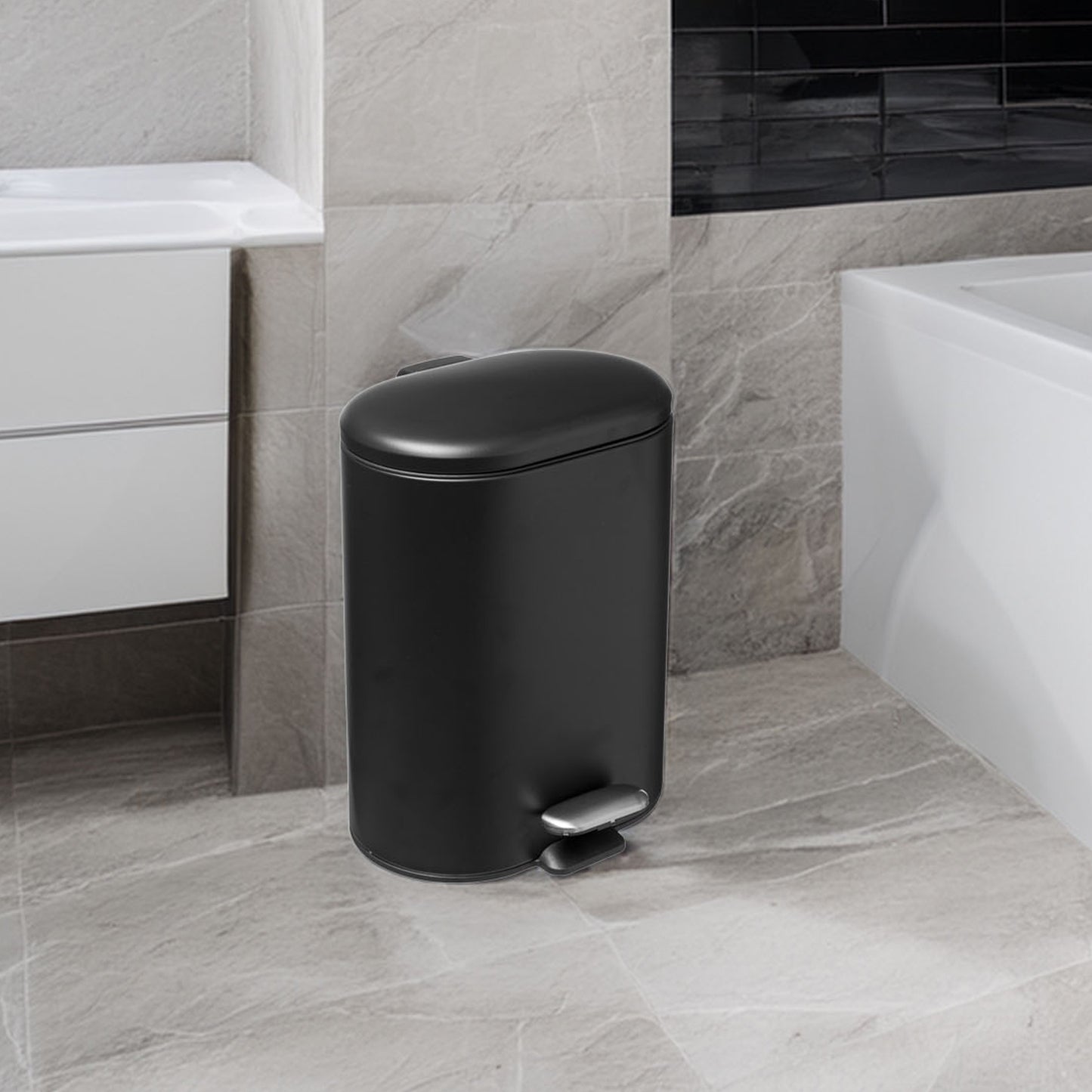 Wellhome Cubo Pedal Acero Inoxidable Siliflex 6l Negro_2
