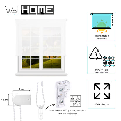 Estor Blanco 180x150cm Translúcido Enrollable Wellhome_1