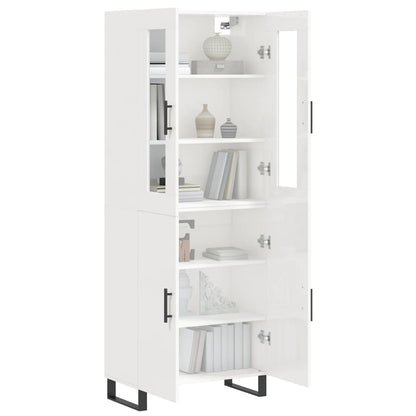 Aparador Alto Madera Contrachapada Blanco Brillo 69,5x34x180 Cm_2