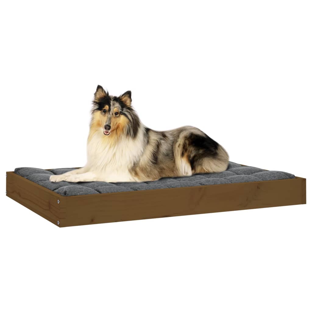 Cama Para Perros Madera Maciza Pino Marrón Miel 91,5x64x9 Cm / Vetonek_5