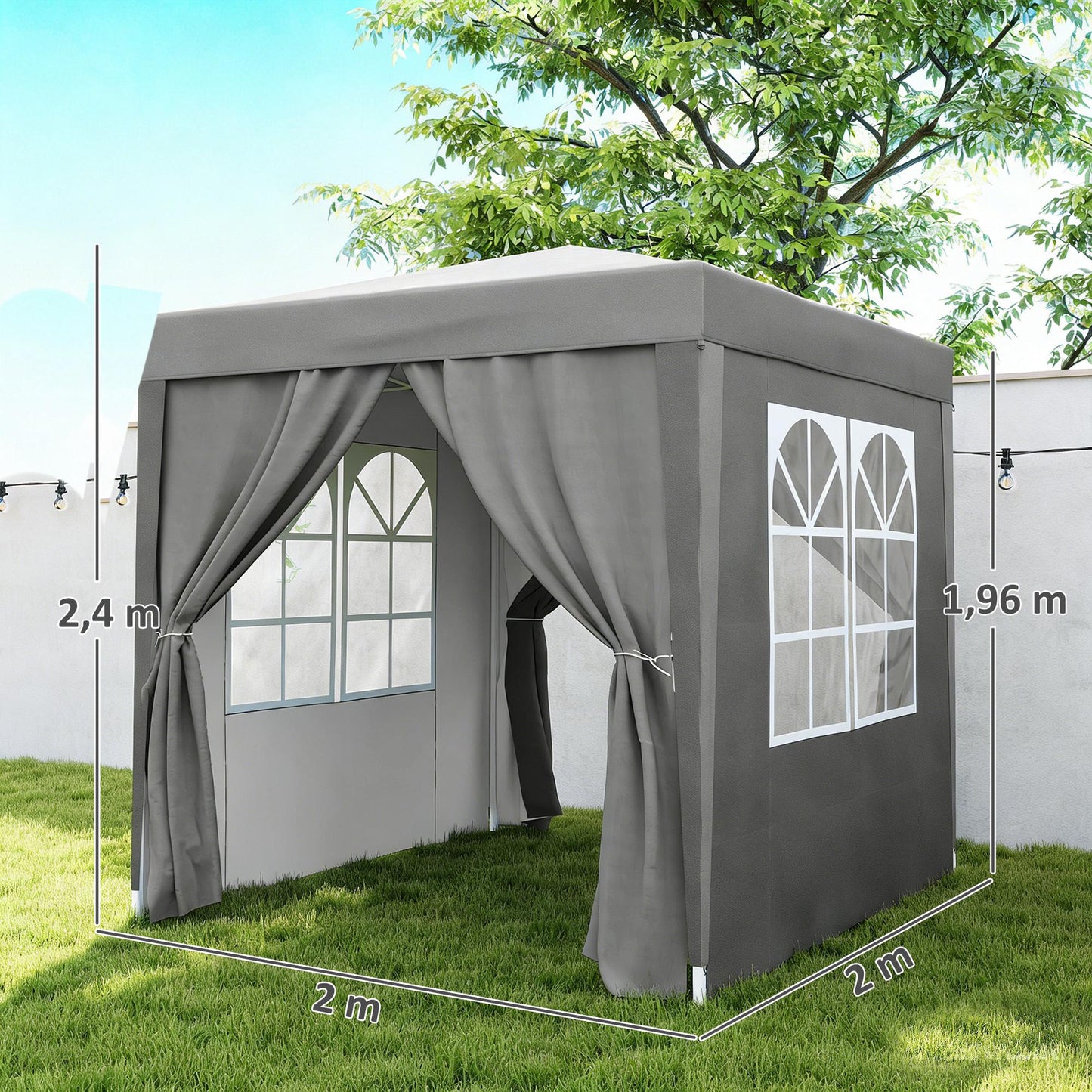 Outsunny Carpa Plegable 2x2m Pop-up Con 4 Paredes Y Bolsa De Transporte Gris_2