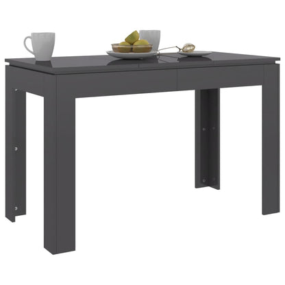 Mesa De Comedor Madera Contrachapada Gris Brillo 120x60x76 Cm_1