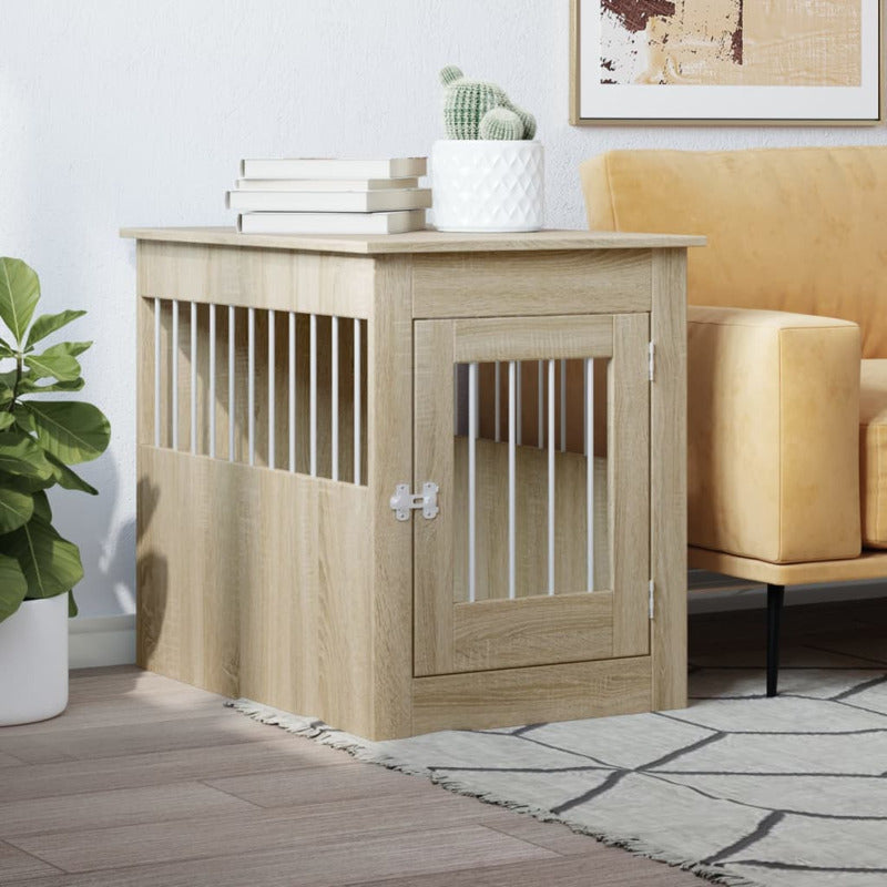Jaula Para Perros En Mueble Roble Sonoma Estilo 55x75x65 Cm Material Madera_1