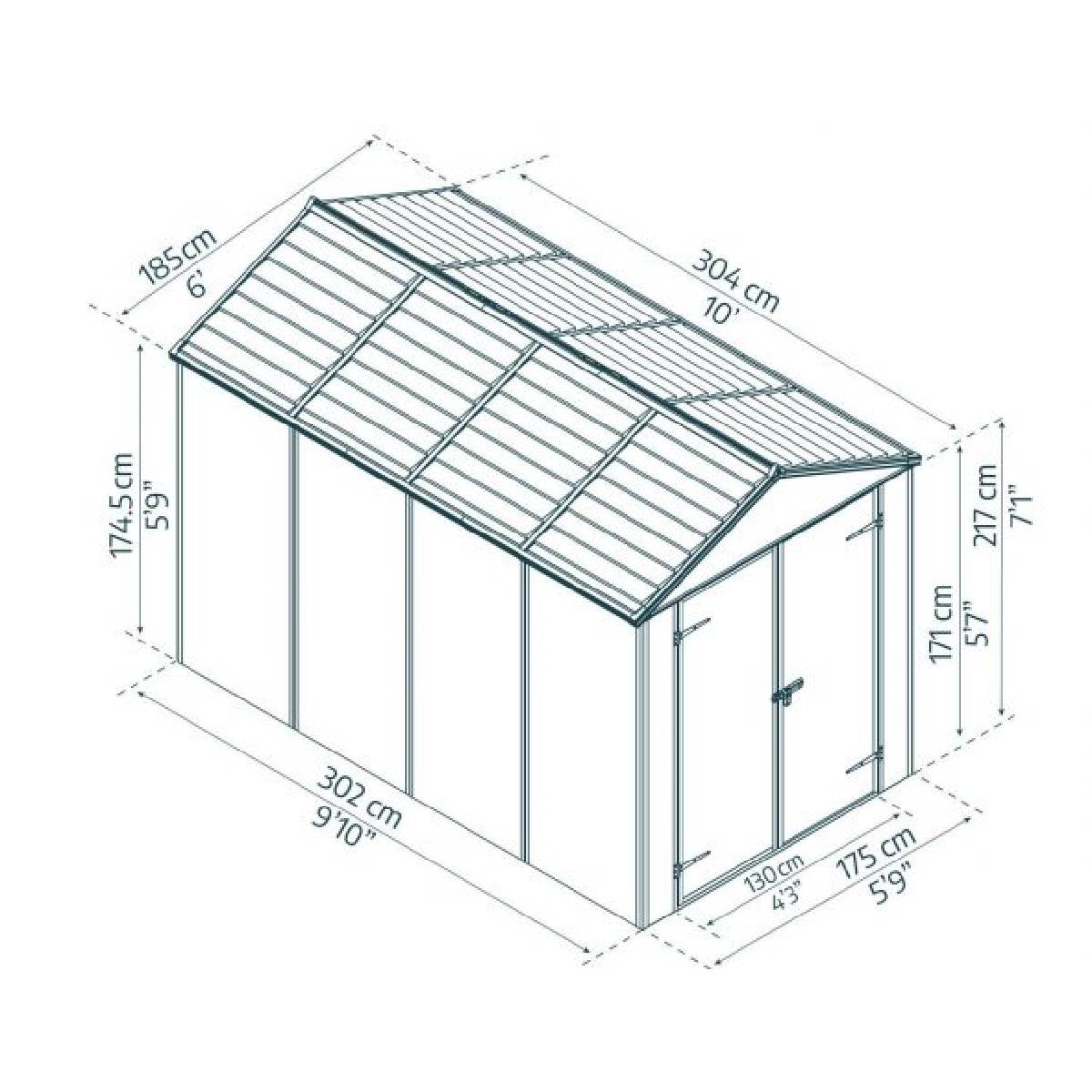 Telheiro de jardim Rubicon 185x304 cm Canopia cinzento escuro
