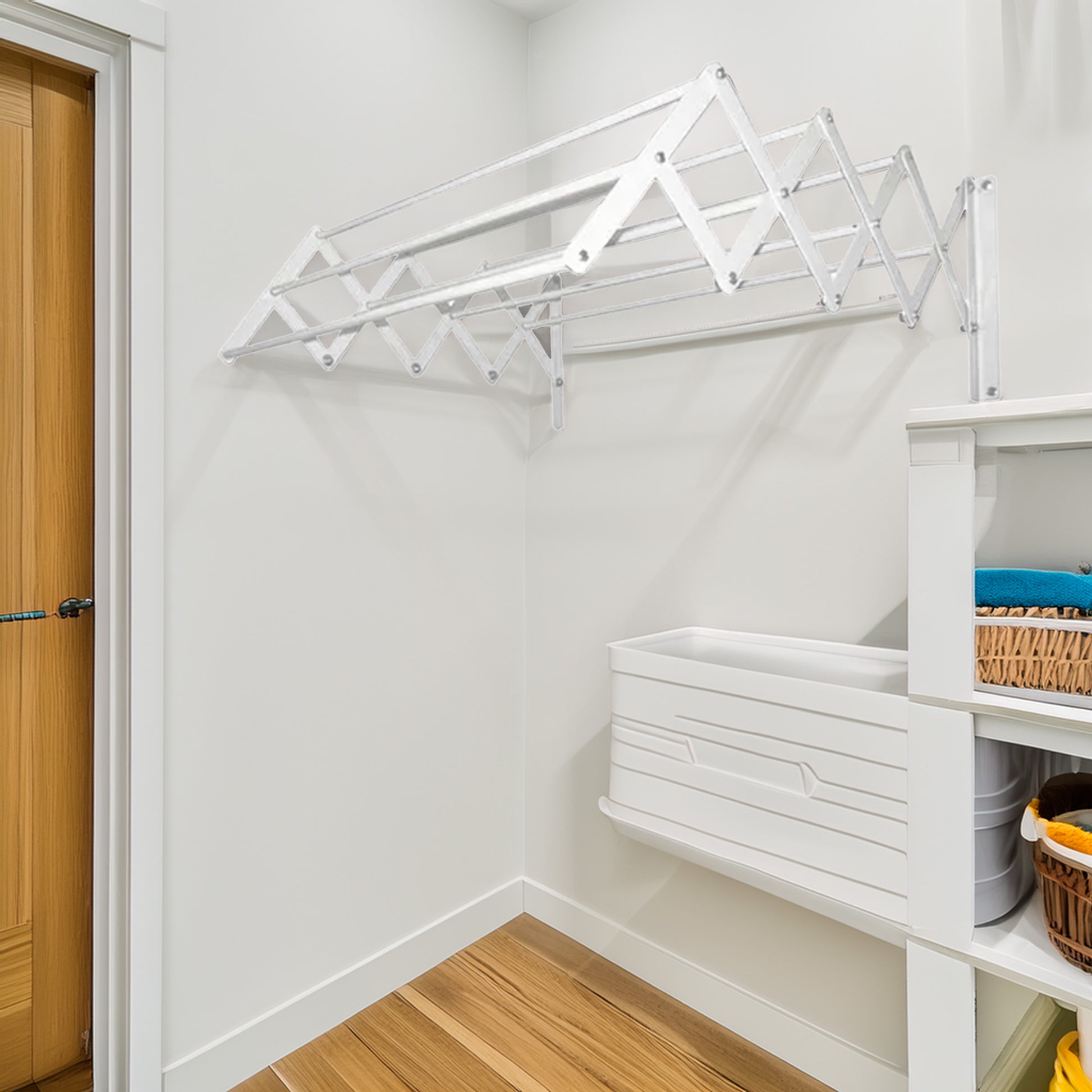 Tendedero Extensible De Pared En Metal 80cm X 3m_3