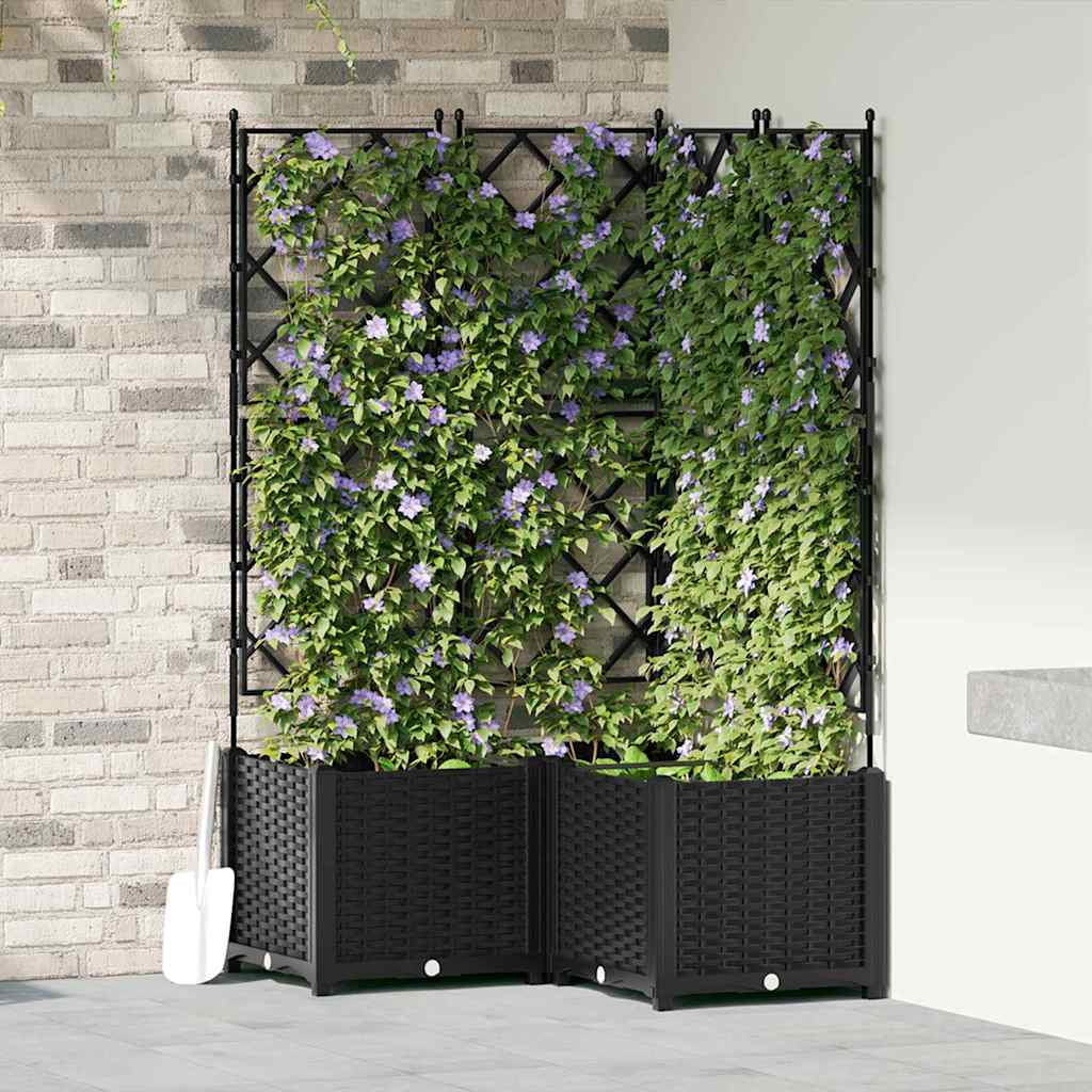 Vidaxl Maceta De Jardín Con Enrejado 3 Pcs Negro 80 X 80 X 143 Cm Pp_1