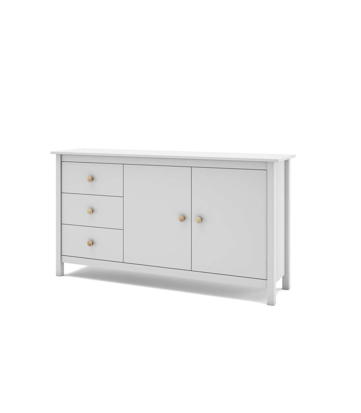 Aparador 2 Puertas 3 Cajones Maxi Acabado Blanco, 80cm(alto) 130cm(ancho) 40cm(fondo)_4