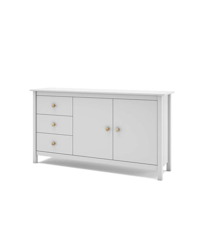 Aparador 2 Puertas 3 Cajones Maxi Acabado Blanco, 80cm(alto) 130cm(ancho) 40cm(fondo)_4
