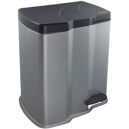 Cubo De Basura Con 2 Compartimentos, 7 L + 15 L, Gunnar, Plateado_0