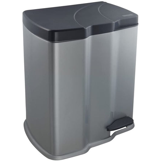 Cubo De Basura Con 2 Compartimentos, 7 L + 15 L, Gunnar, Plateado_0