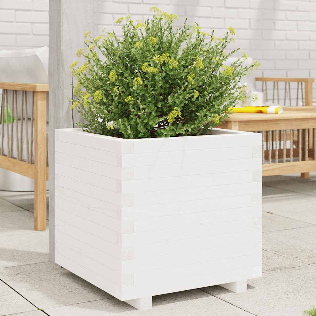 Jardinera Madera Maciza De Pino Blanco 50x50x49,5 Cm_1
