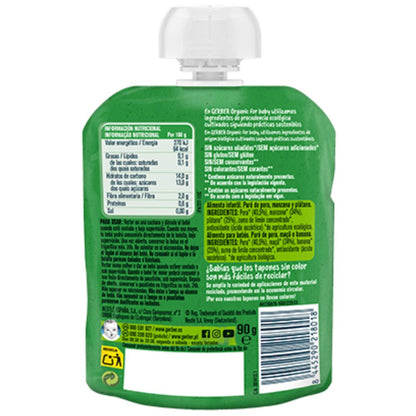 Puré de fruta biológico Gerber Baby, sabor a pera, maçã e banana, 90g