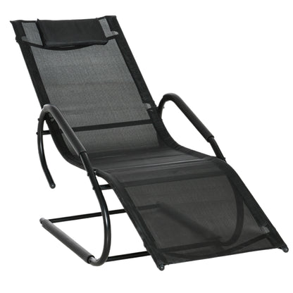 Outsunny Tumbona De Jardín Con Reposacabezas Y Reposapiés 160x59,5x83 Cm Negro_0