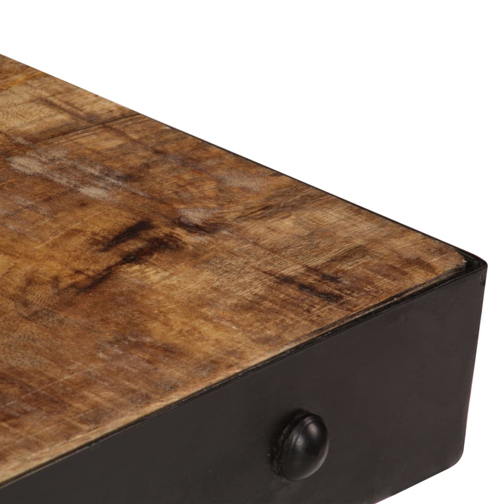 Mesa De Centro Con Ruedas Madera Maciza De Mango 100x60x26 Cm_1