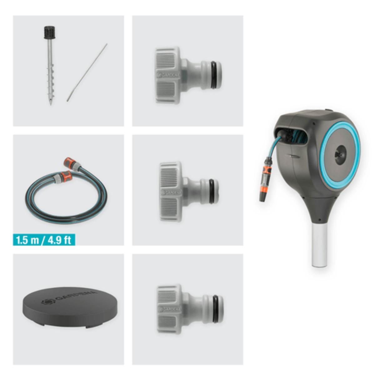 Enrolador de mangueira automático com espiga RollUp S 15 m Gardena
