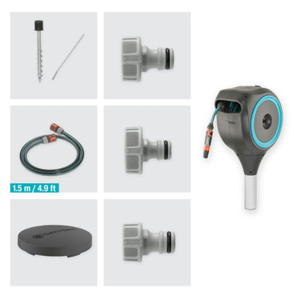 Enrolador de mangueira automático com espiga RollUp S 15 m Gardena