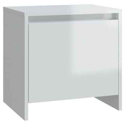 Mesita De Noche Madera Ingeniería Blanco Brillo 45x34x44,5 Cm_0