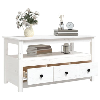 Mesa De Centro De Madera Maciza De Pino Blanco 102x49x55 Cm_3