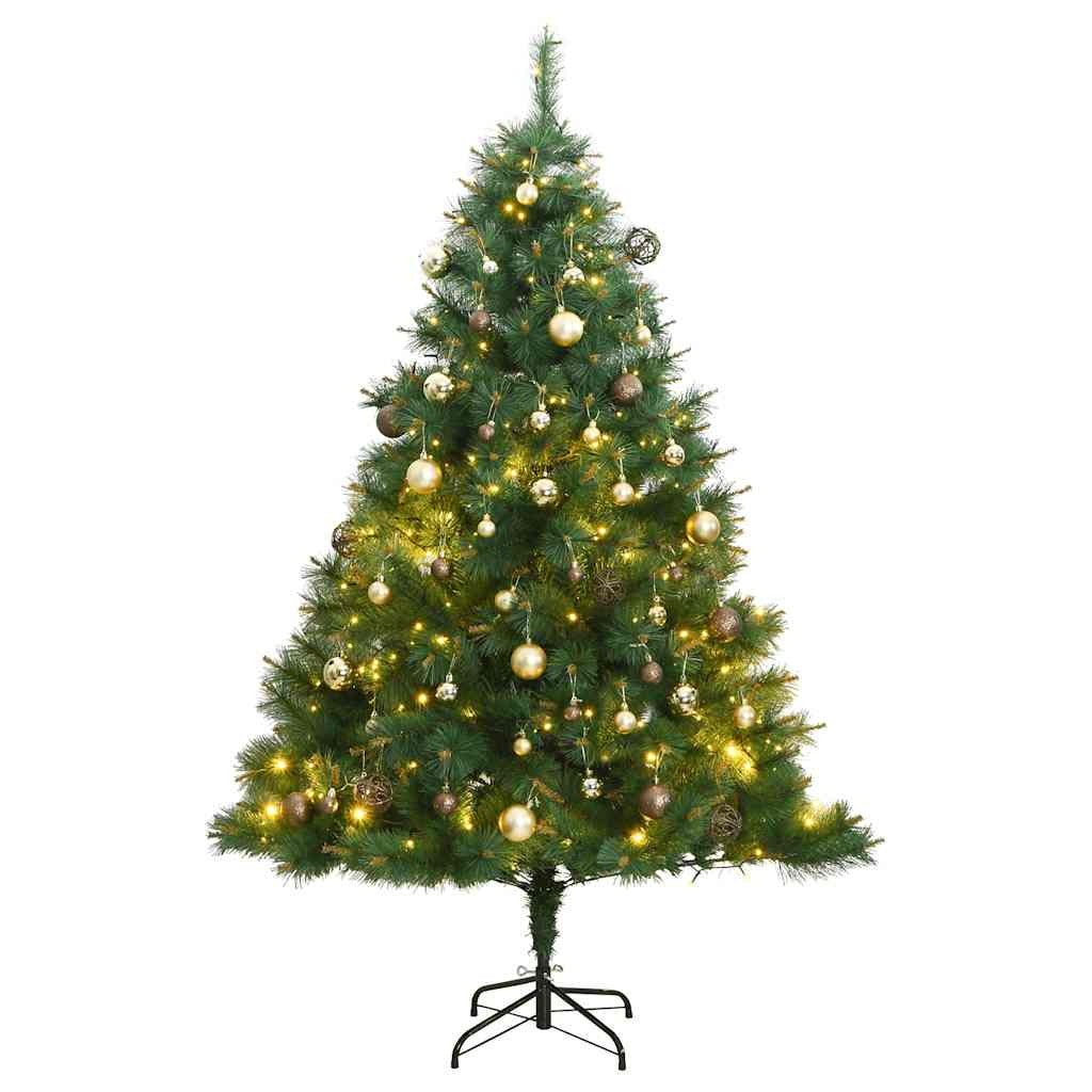 Vidaxl Árbol De Navidad Artificial Con Bisagras 150 Led Y Bolas 150 Cm_0