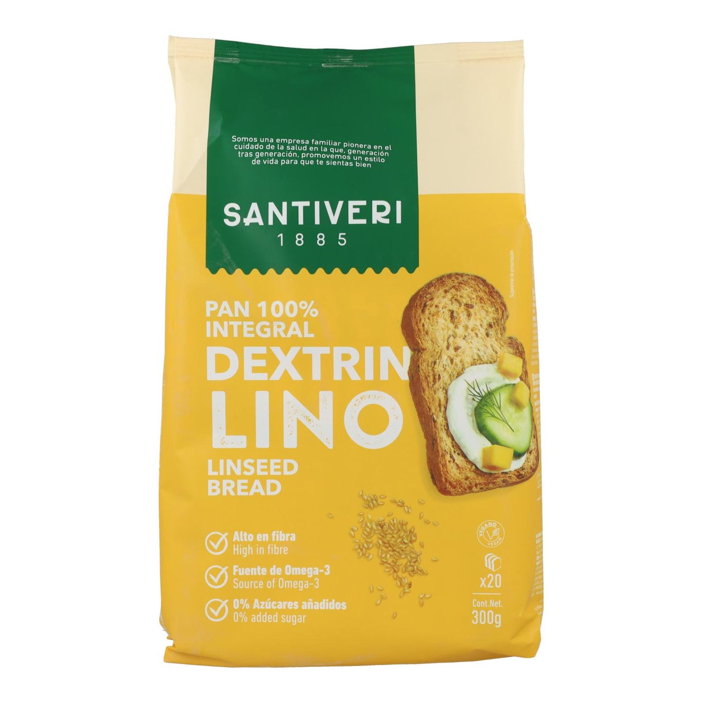 Pão Dextrina 100% Integral com Linho Santiveri 300 g