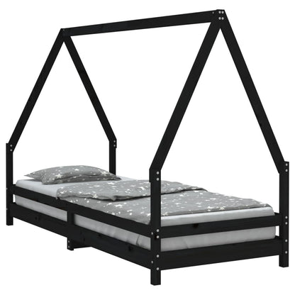 Vidaxl Estructura De Cama Para Niños Madera De Pino Negro 80x200 Cm_0