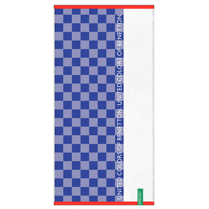 Toalla De Playa De Niño 70x140cm 450gsm 100% Algodón Azul Cuadros Kids